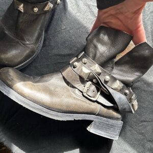 Steve Madden Black Studded Buckle Moto Boots